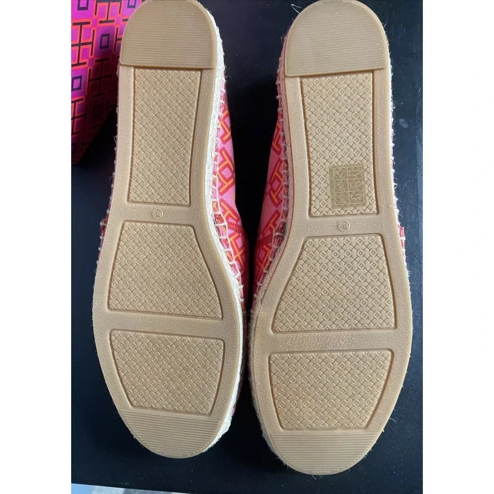 tory burch‎ shoes espadrille Logo Pink Red Volcano Size 10.5 New With Box Flats